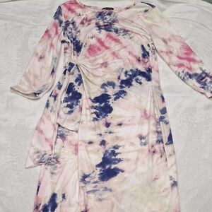 Sweet Claire Pink, Navy & Cream Tie-Dye Top with Label